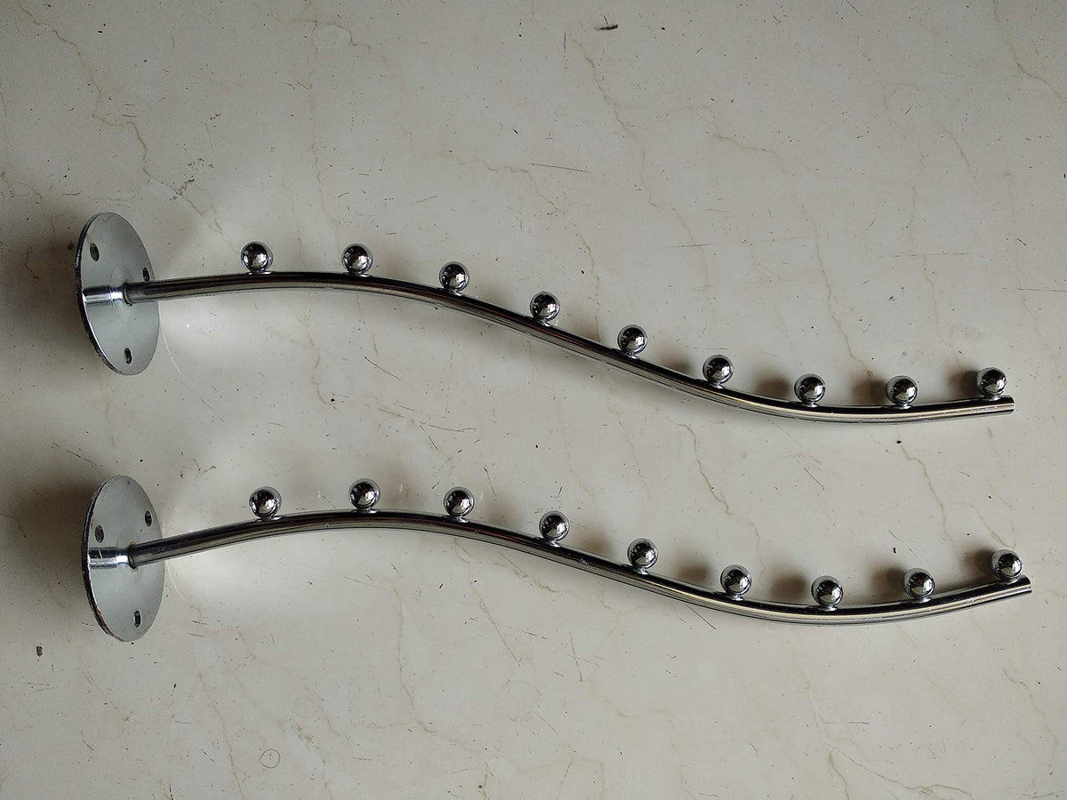 Q1 Beads 9 pin Wall drope Hanger for Cloth & Multipurpose- Metal Pack of 10 - Clothes Hanger Heavy Duty Drying Rack Wall Mount