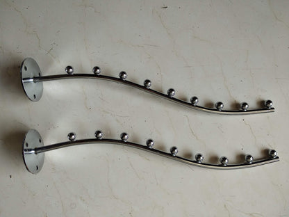 Q1 Beads 9 pin Wall drope Hanger for Cloth & Multipurpose- Metal Pack of 10 - Clothes Hanger Heavy Duty Drying Rack Wall Mount