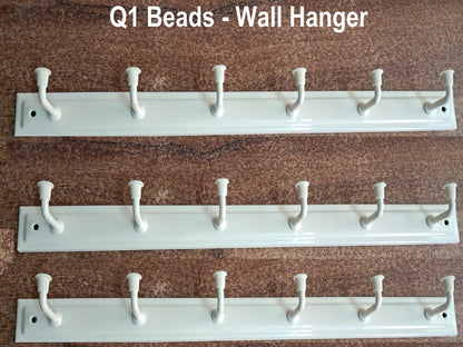 Q1 Beads 3 Pack Metal Wall Mount Clothes Hanger 6 Pins Wall Hooks for Hanging,Towel Hook Hanger for Bathrooms with Hardware Fittings (Ivory)