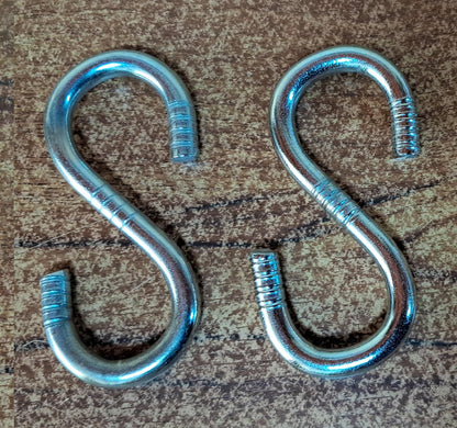 Q1 Beads Metal Swing Jhula Hammock Chain Link Kit - Swing Hammock Spring Hook Set, 150 Kg Capacity Hanging Accessories Combo Pack (2 S Hooks, 3 Link Rod Saliya, 1 Spring, Chrome)