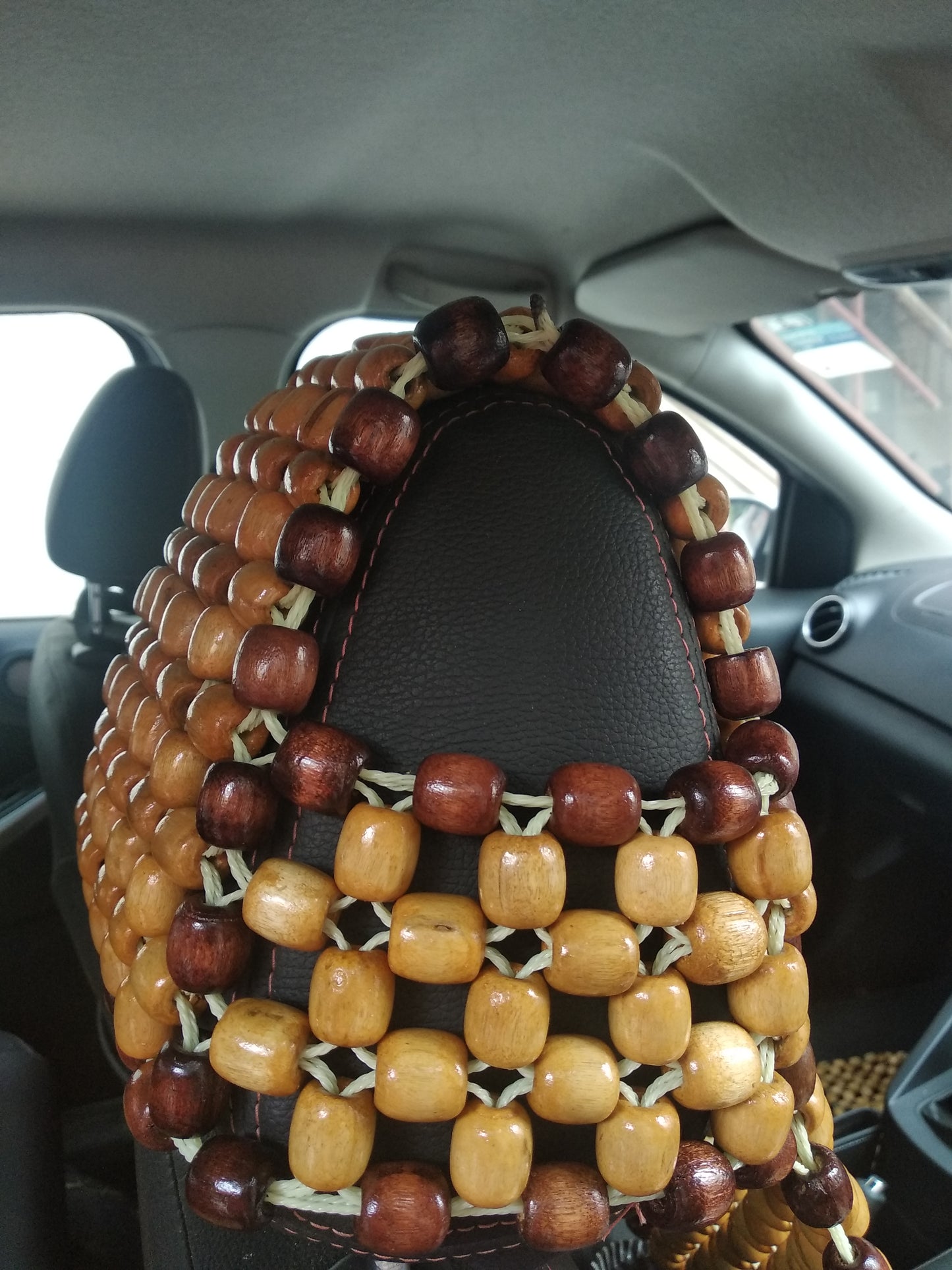 Q1 Beads LCapBG Wooden beads seat cover for Cars with undetachable Headrest ( 1 Pack)