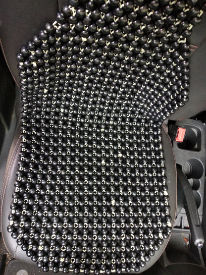 Q1 Beads LBlack Wooden Beads Acupressure Mat Seat Beads Cover Cushion for All the Cars/SUVs/Office Chair/Home Chair (Universal Fit, 1 Pc)