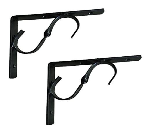 Q1 Beads 2 Pack 10" inch Heavy Duty Angle Bracket L Bracket for Wall Shelf, Shop, Showroom, Hotel, Rack (10 x 7 Inches, Black)