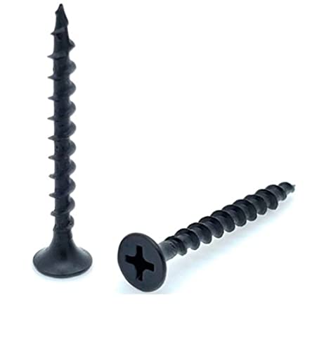 Q1 Beads 250 Pcs/32 mm Philips Bugle Head Drywall Star Screw Black For Fixing Wood, Plywood, Plasterboard Gypsum Screw (Black, 1.25 Inches / 32x6 MM Screw) - Pack of 250