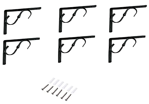 Q1 बीड्स 6 पैक 10" इंच हेवी ड्यूटी एंगल ब्रैकेट एल ब्रैकेट दीवार शेल्फ, दुकान, शोरूम, होटल, रैक के लिए (10 x 7 इंच, काला)