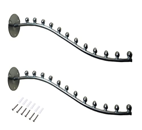 Q1 Beads 12 Ball Pin Metal Hooks Wall Drop Hanger - Pack of 2, Steel