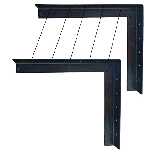 Q1 Beads 2 Pack 300 mm Metal Heavy Duty 300 kgs Capacity Wall Mount Angle Bracket L Bracket Industrial Grade for Drying Clothes ,Wall Shelf, Shop, Showroom, Rack - Multipurpose (12 x 12" , Powder Coated)