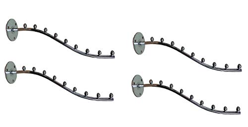 Q1 Beads 9 pin Wall drope Hanger for Cloth & Multipurpose- Metal Pack of 4 - Clothes Hanger Heavy Duty Drying Rack Wall Mount