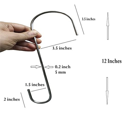 Q1 बीड्स 6 पैक एस हुक स्टेनलेस स्टील 12" इंच हेवी ड्यूटी हैंगर हुक बर्ड फीडर, टोकरी, पौधे, लालटेन और गहने, दुकान, शोरूम, स्टोरेज रूम लटकाने के लिए