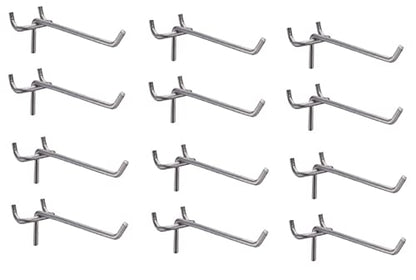 Q1 Beads 12 Pack 10" Heavy Duty Pegboard Hooks Kit Peg Hooks for 1” Spaced Pegboards, Utility Hooks for Wall Organizing in Home or Garage (Chrome, 10 inch, 12 Pcs)