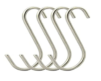 Q1 Beads 12 Pcs Pure Stainless Steel S Shaped 4" S Hooks Hanger for Kitchen Cutlery Hanging, Bathroom ,Shop, Showroom Hanging Plant ,Storage Room , Office , Pans ,Tree Branch Hooks ,Closet ,Garden , Flower Basket , Pergola ,Pan, Pot, Coat, Bag, Indoor Out