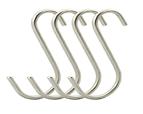 Q1 Beads 12 Pcs Pure Stainless Steel S Shaped 4" S Hooks Hanger for Kitchen Cutlery Hanging, Bathroom ,Shop, Showroom Hanging Plant ,Storage Room , Office , Pans ,Tree Branch Hooks ,Closet ,Garden , Flower Basket , Pergola ,Pan, Pot, Coat, Bag, Indoor Out