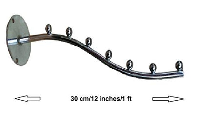 Q1 बीड्स हैवी ड्यूटी वॉल माउंट हार्डवेयर फिटिंग के साथ स्टेनलेस स्टील 7 बॉल पिन हुक वॉल ड्रॉप हैंगर/शॉप/शोरूम डिस्प्ले हुक रेल बार - 2 का पैक, स्टील