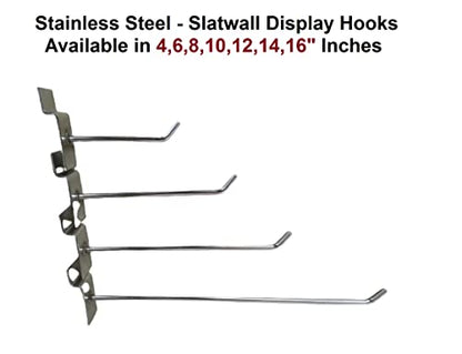 Q1 Beads 12 Pcs 12" Stainless Steel Slatwall Display Hook Hanger for Showroom/Mobile Shop/Wall Mount/Clothes (12 Inch) Pack of 12 Pcs.