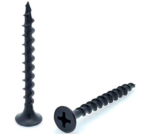 Q1 Beads 250 Pcs/32 mm Philips Bugle Head Drywall Star Screw Black For Fixing Wood, Plywood, Plasterboard Gypsum Screw (Black, 1.25 Inches / 32x6 MM Screw) - Pack of 250