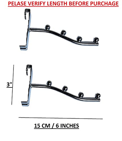 Q1 Beads Steel 4 Balls Pin Jali Hanger Grid Panel Hanger for Retail Display Gridwall Panel Mesh Made in 8 mm Rod (2 Pack, Chrome)