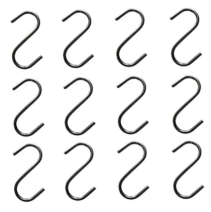 Q1 Beads Stainless Steel 3" inch S Hooks for Hanging - Pack of 12 Pcs, Chrome