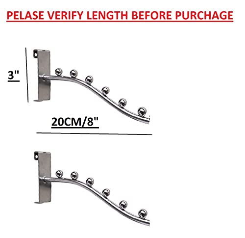 Q1 Beads Steel 6 Balls Pin Grid Panel Hanger for Retail Display Gridwall Panel Mesh Made in 8 mm Rod (2 Pack, Chrome)