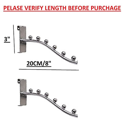 Q1 Beads Steel 6 Balls Pin Grid Panel Hanger for Retail Display Gridwall Panel Mesh Made in 8 mm Rod (2 Pack, Chrome)