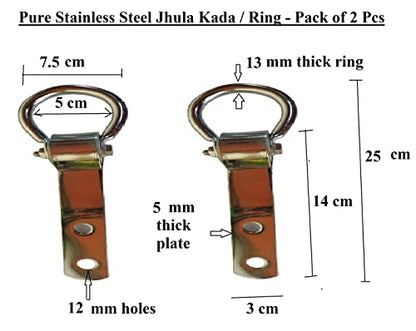 Q1 Beads 2 Pcs Pure Stainless Steel Swing Jhula Kada Ring for Home Hooks Bearing Kada Hanging Hook for Home, Balcony and Patio Use(2 Pcs, SS, Chrome)