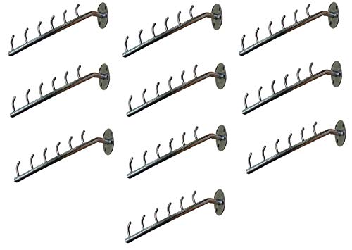 Q1 Beads Stainless Steel 6 pin Hook Wall drope Hanger for Cloth -Pack of 10 - Stainless Steel Clothes Hanger Heavy Duty Drying Rack Wall Mount with Hardware Fitting