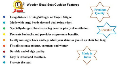 Q1 Beads XLDxBlack Wooden Car Beaded Seat Cover Black Color Car Seat Travel Relax Head Waist Neck Body Massager for All the Cars/SUVs/Office Chair/Home Chair/Truck(Universal Fit)