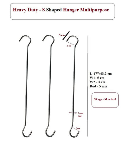 Q1 Beads 17" Stainless Steel Heavy Duty S Hooks, 6 Pack