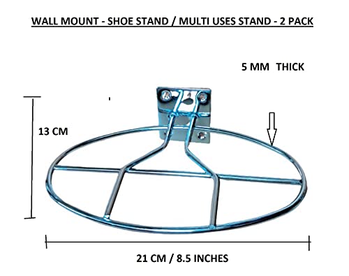 Q1 Beads 2 Pack Wall Mount Shoe Stand for Shop Display Stand/Rack with Hardware Fittings (Chrome) - Steel