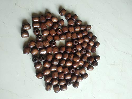 Q1 Beads 100 Pcs 16x17 mm Natural Plain Oval Wooden Beads with Big Hole Ball for Jewelry Making & DIY Craft Findings and Multipurpose(16x17 mm,6 mm Hole,Coffee Color)