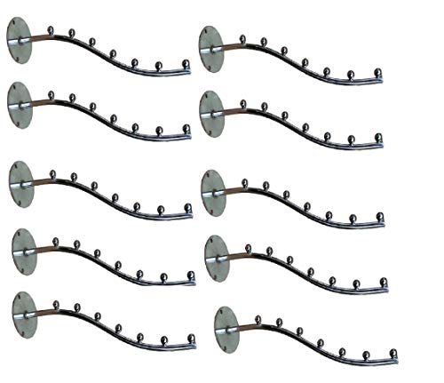 Q1 மணிகள் 7 pin Wall droppe hanger for Cloth &amp; Multipurpose- Metal Pack of 10 - Stainless Steel Clothes Hanger Heavy Duty Drying Rack Wall Mount