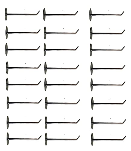 Q1 Beads 24 Pcs. 8" Steel Wall Mount Display Hook Pure SS Rod Display Hooks for Mobile Shop/Showroom/Boutique/Supermarket- Heavy Duty with Hardware Fittings(8 Inches,24 Pcs)