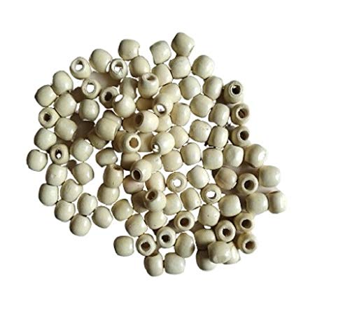 Q1 Beads 100 Pcs 16x17 mm Natural Plain Oval Wooden Beads with Big Hole Ball for Jewelry Making & DIY Craft Findings and Multipurpose(16x17 mm,10mm Hole, White Color)