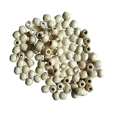 Q1 Beads 100 Pcs 16x17 mm Natural Plain Oval Wooden Beads with Big Hole Ball for Jewelry Making & DIY Craft Findings and Multipurpose(16x17 mm,10mm Hole, White Color)