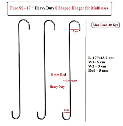 Q1 மணிகள் 6 Pcs S கொக்கிகள் 17" 5 மிமீ SS ராட் S கொக்கிகளில் தயாரிக்கப்பட்டது ,பான், பானை, கோட், பை