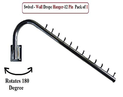 Q1 Beads Alloy Steel Swivel Hook Rail 12 Pin Display Hooks Wall Drope Hanger - Pack of 1