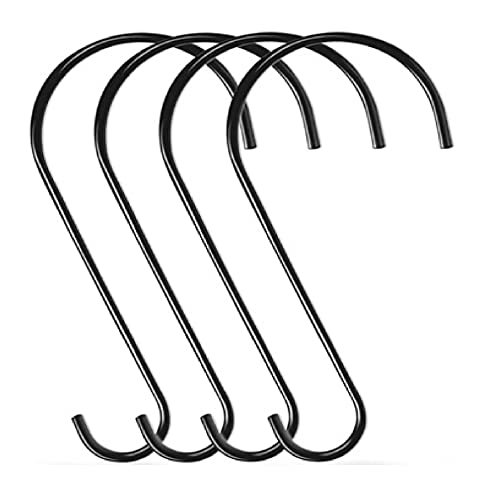 Q1 Beads 6 Pack Stainless Steel 8" inch S Hooks Heavy Duty Hanger Hook for Hanging (Chrome)