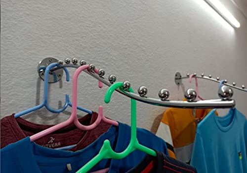 Q1 Beads 2 Pcs 14 Ball Wall Drope Hanger Hooks for Hanging Dried Clothes,Dress, Garments, Display in Shop,Boutique,Showroom, Supermarket(14 Ball, 2,Chrome)