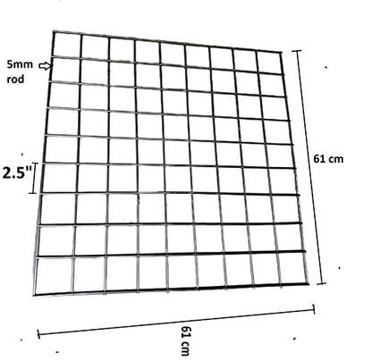 Q1 Beads Stainless Steel 2 x 2 Feet Jali Grid Wall Panel for Shop, Showroom, Retail Display Gridwall Panel Mesh Made in 5 mm Rod (1 Pack, Chrome)