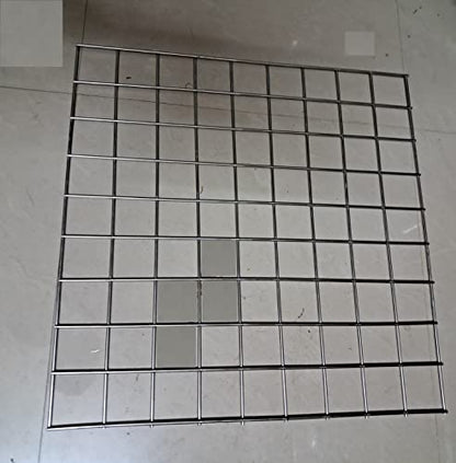 Q1 Beads Stainless Steel 2 x 2 Feet Jali Grid Wall Panel for Shop, Showroom, Retail Display Gridwall Panel Mesh Made in 5 mm Rod (1 Pack, Chrome)