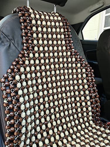 Q1 Beads Wooden Beads Acupressure Mat Car Seat Cover Cushion For All Cars & SUVs, XL, Coffee