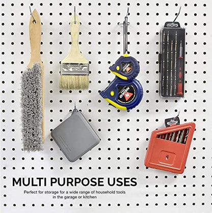 Q1 Beads 12 Pack 10" Heavy Duty Pegboard Hooks Kit Peg Hooks for 1” Spaced Pegboards, Utility Hooks for Wall Organizing in Home or Garage (Chrome, 10 inch, 12 Pcs)