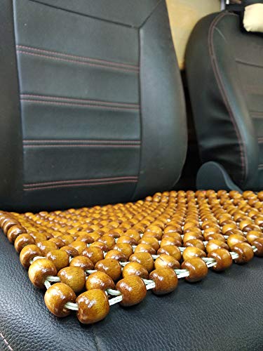 Q1 Beads SChocolate Wooden beads acupressure mat bead seat cushion/heating pad/gel pad cover seat cushion for CAR/Office chair/Home Chair/Sofa/Jhula/Swing/Truck/Bus/Tempo(Small, Golden Brown)