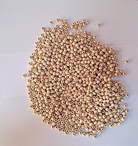 Q1 Beads 1150 Pieces. 6x7 mm Small Hole Wooden Beads for Craft,Macrame Cream Color (1 mm Hole)