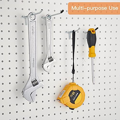 Q1 Beads 12 Pack 10" Heavy Duty Pegboard Hooks Kit Peg Hooks for 1” Spaced Pegboards, Utility Hooks for Wall Organizing in Home or Garage (Chrome, 10 inch, 12 Pcs)