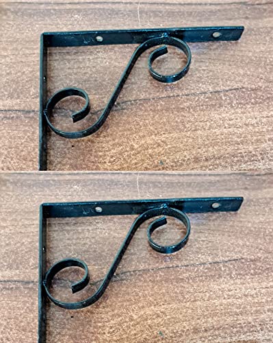 Q1 Beads 2 Pack 8" inch Angle Bracket L Bracket for Wall Shelf, Shop, Showroom, Rack (8 x 6 Inches, Black Powder Coated)