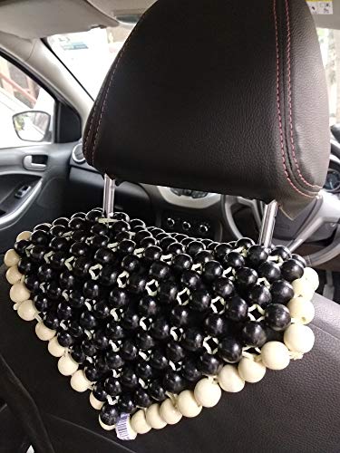 Q1 Beads XLDxBlack Wooden Car Beaded Seat Cover Black Color Car Seat Travel Relax Head Waist Neck Body Massager for All the Cars/SUVs/Office Chair/Home Chair/Truck(Universal Fit)