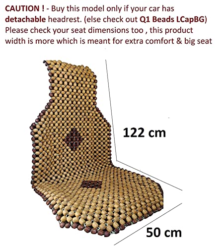 Q1 Beads XLBeige Wood car bead seat cover cushion for swift,baleno,Tiago,Polo,Dzire (Universal Fit, 1 Pack)