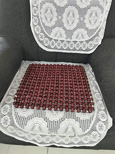 Q1 Beads SMRN Orthopedic Wooden Beads Indoor Chair Cushion Seat Pads for Office, Car, Home, Floor Helps in Back Pain Relief, Provides Support & Comfort (Small, Maroon)