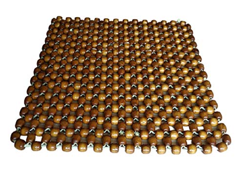 Q1 Beads SChocolate Wooden beads acupressure mat bead seat cushion/heating pad/gel pad cover seat cushion for CAR/Office chair/Home Chair/Sofa/Jhula/Swing/Truck/Bus/Tempo(Small, Golden Brown)