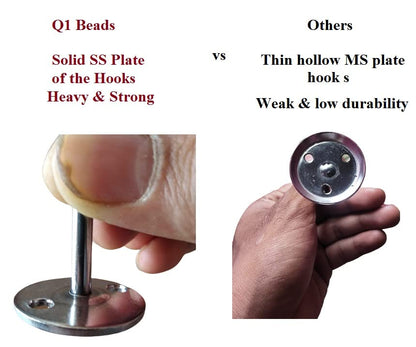 Q1 மணிகள் 36 பீஸ்கள் 8 இன்ச் ஸ்டெயின்லெஸ் ஸ்டீல் டிஸ்பிளே ஹூக்ஸ் கடை மற்றும் கவுண்டர் டிஸ்ப்ளே (குரோம்)